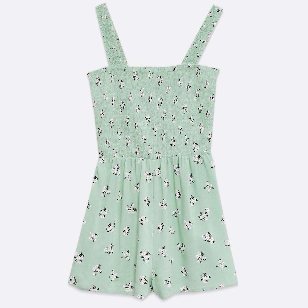 Cat & Jack Green Sleeveless Floral Romper girls 2T